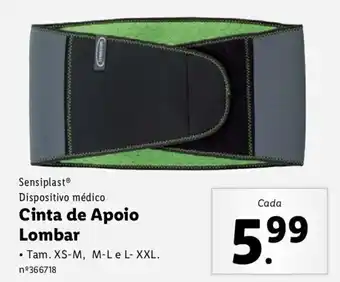 Lidl Sensiplast Dispositivo Médico Cinta de Apoio Lombar XS-M, M-L e L-XXL promoção