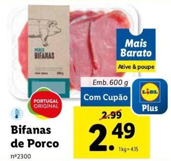 Lidl Bifanas de Porco 600g promoção