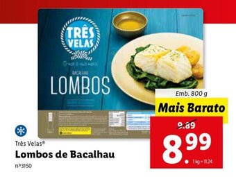 Lidl Três Velas Lombos de Bacalhau 800g promoção