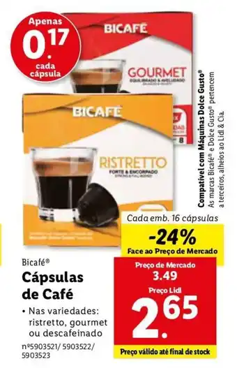 Lidl Bicafé Cápsulas de Café 16 cápsulas promoção