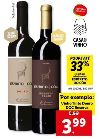 Lidl Espírito do Côa Vinho Tinto Douro DOC Reserva promoção