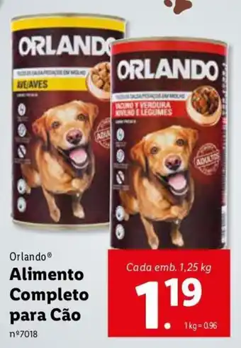 Lidl Orlando Alimeneto Completo para Cão 1,25kg promoção