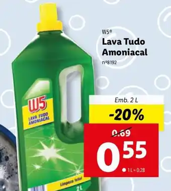 Lidl W5 Lava Tudo Amoniacal 2L promoção