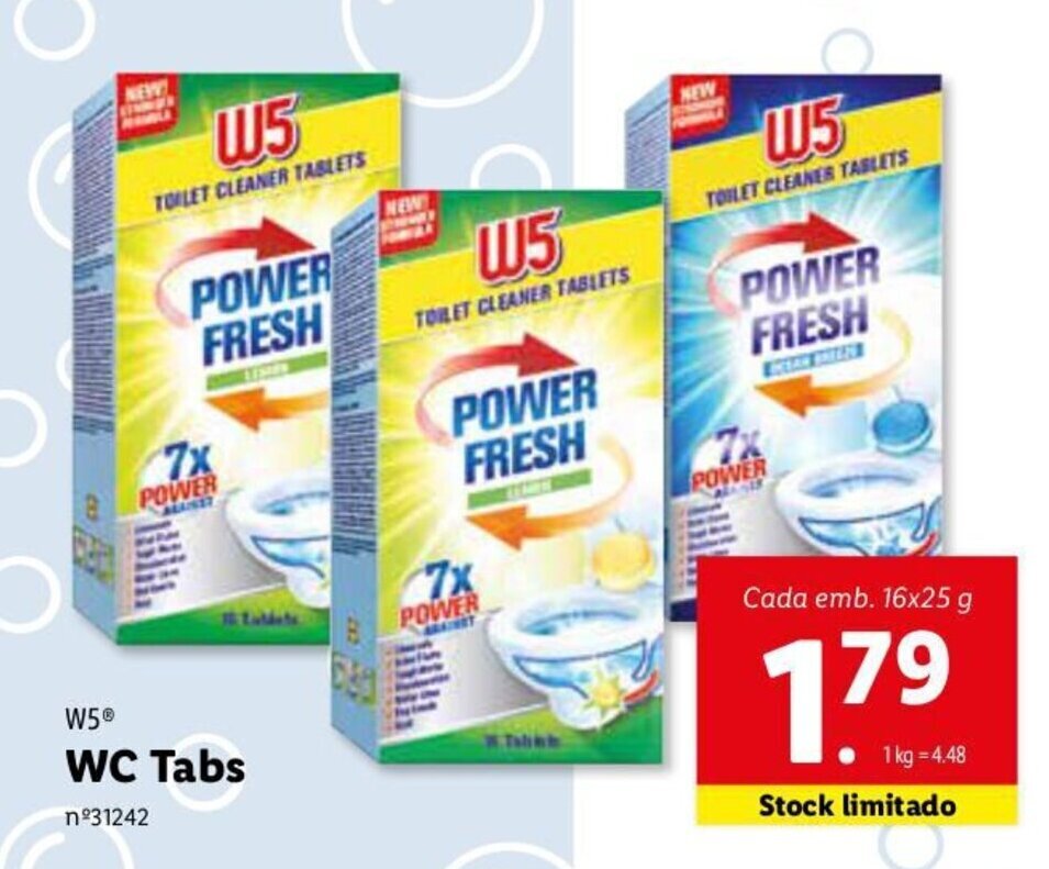 Promoção W5 Toilet Cleaner Tablets 16x25g em Lidl