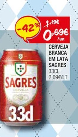 Spar Lata de cerveja sagres promoção