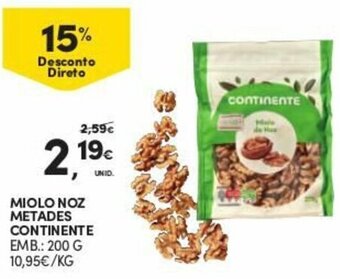 Continente Miolo Noz Metades Continente 200g promoção