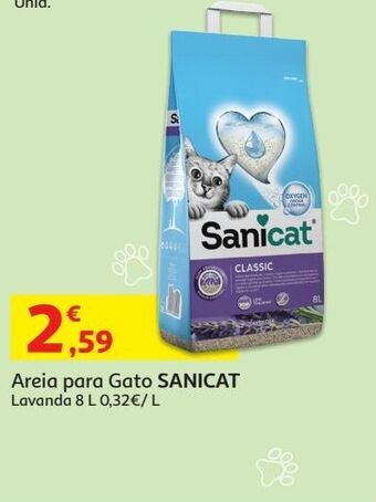 Auchan Areia p/ gatos sanicat:lavanda 8l promoção