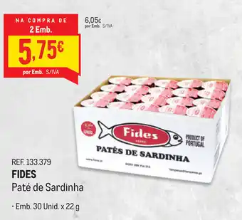 Makro Fides Paté Sardinha 30 Unid x 22g promoção