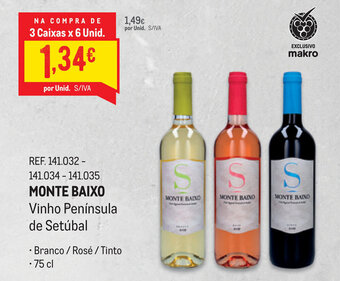 Makro Monte Baixo Vinho Península de Setúbal 75cl promoção