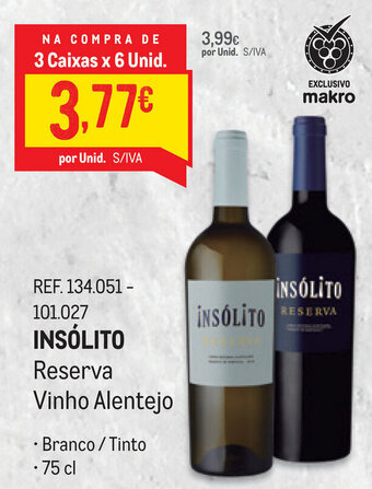 Makro Insólito Reserva Vinho Alentejo 75cl promoção