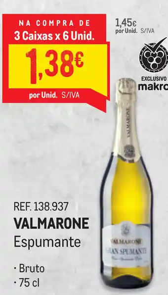 Makro Valmarone Espumante 75cl promoção