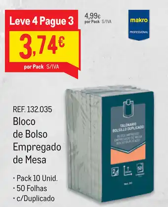 Makro Bloco de Bolso Empregado de Mesa Pack 10 Unid promoção