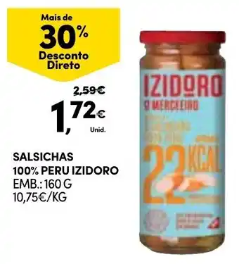 Continente Salsichas 100% Peru Izidoro 160g promoção