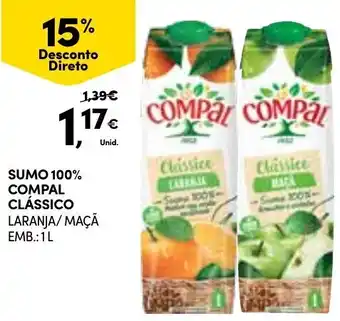 Continente Sumo 100% Compal Clássico 1L promoção