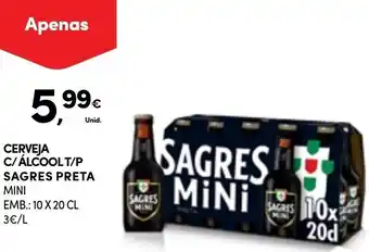Continente Cerveja C/ Álcool T/P Sagres Preta 10x20cl promoção