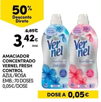 Continente Amaciador Concentrado Vernel Fresh Control 70 Doses promoção