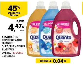 Continente Amaciador Concentrado Quanto 122 +10 Doses promoção