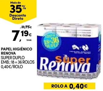 Continente Papel Higiénico Renova 18=36 Rolos promoção