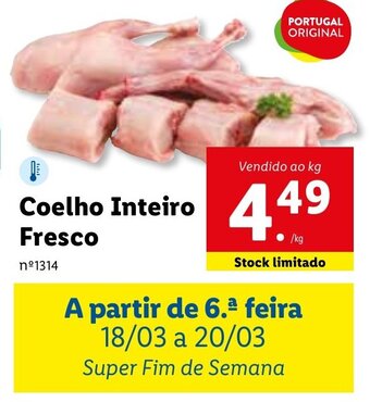 Lidl Coelho Inteiro Fresco promoção