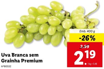 Lidl Uva Branca sem Grainha Premium 400g promoção