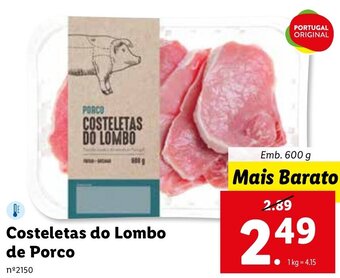 Lidl Costeletas do Lombo de Porco 600g promoção