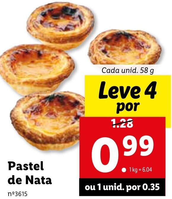 Promoção Pastel de Nata 58g em Lidl