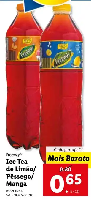 Lidl Freeway Ice Tea de Limão/ Pêssego Manga 2L promoção