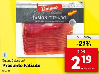 Lidl Dulano Selection Presunto Fatiado 200g promoção