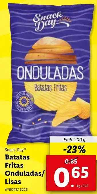 Lidl Snack Day Batatas Fritas Onduladas/Lisas 200g promoção