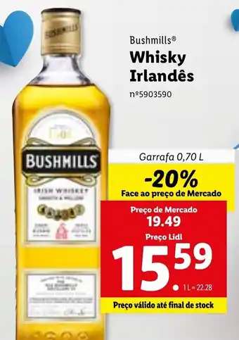 Lidl Bushmills Whisky Irlandês 0,70L promoção