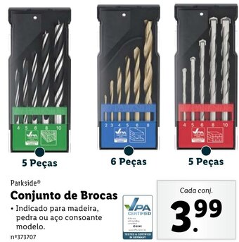 Lidl Parkside Conjunto de Brocas promoção
