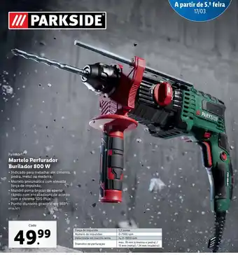 Lidl Parkside Martelo Performance Burilador 800 W promoção