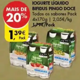 Pingo Doce Iogurte Líquido Bifidus Pingo Doce 4 x 170g promoção