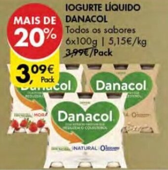 Pingo Doce Iogurte Líquido Danacol 6 x 100g promoção