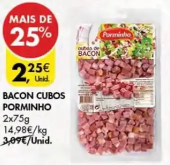 Pingo Doce Bacon Cubos Porminho 2 x 75g promoção