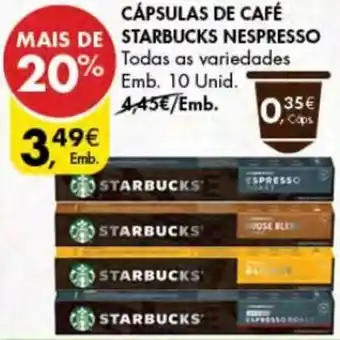 Pingo Doce Cápsulas de Café Starbucks Nespresso 10 unid promoção
