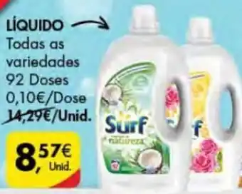 Pingo Doce Detergente p/Máquina de Roupa Líquido Surf 92 doses promoção
