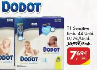 Pingo Doce Fraldas Sensitive Dodot T1, 44 unid promoção