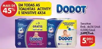 Pingo Doce Toalhitas Activity e Sensitive 4 x 54 unid promoção