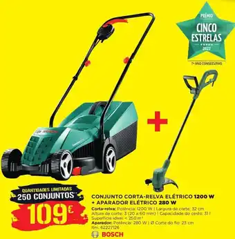 Bricomarché Bosch Conjunto Corta-Relva Elétrico 1200W + Aparador Elétrico 280W promoção