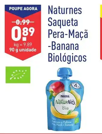 ALDI Natrunes Saqueta Pera-Maçã-Banana Biológicos 90g promoção