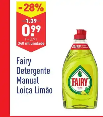 ALDI Fairy Detergente Manual Loiça Limão 340ml promoção