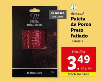 Lidl Montaraz Paleta de Porco Preto Fatiado 70g promoção