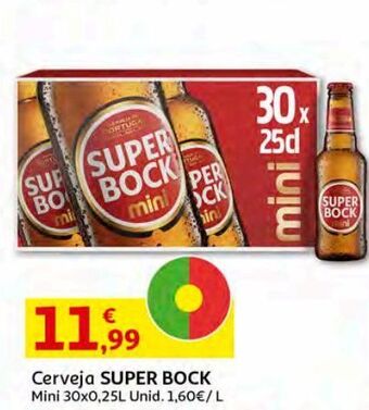 Auchan Cerveja super bock:mini 30x0.25l promoção
