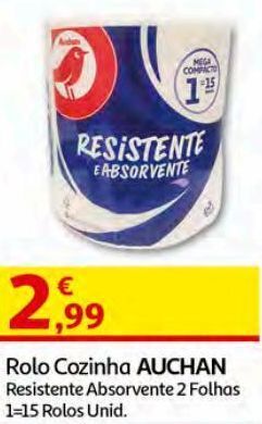 Auchan Rolo cozinha auchan:resistente absorvente 2f 1=15r promoção