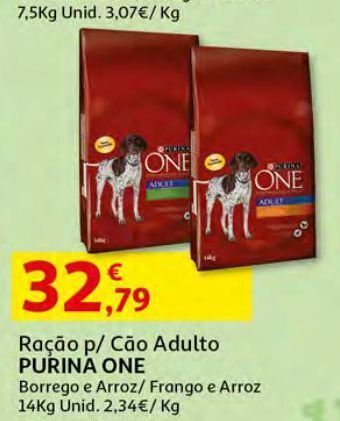 Auchan Ração p/ cão purina one promoção