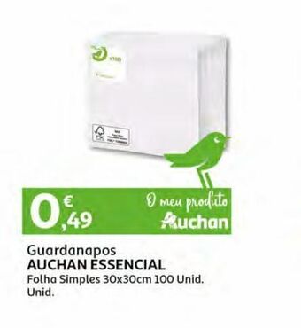 Auchan Guardanapos auchan essencial:folha simples 30x30cm 100un promoção