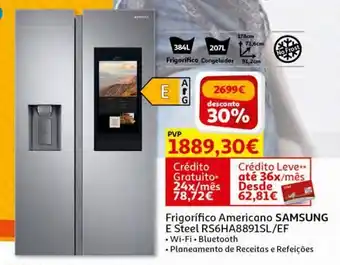 Auchan Frigorifico americano samsung:e steel rs6ha8891sl/ef promoção
