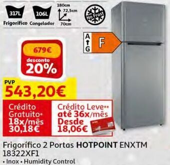 Auchan Frigorifico 2portas hotpoint:inox enxtm 18322xf1 promoção