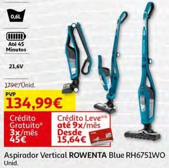 Auchan Aspirador vertical rowenta:blue rh6751wo promoção